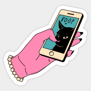 Boop Nose Black Cat in pink Sticker